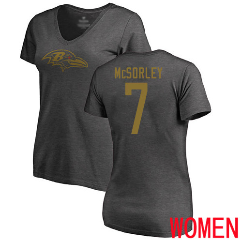 Baltimore Ravens Ash Women Trace McSorley One Color NFL Football #7 T Shirt->women nfl jersey->Women Jersey